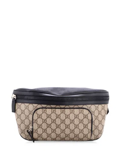 Pre-owned Gucci Eden Waist Bag Gg Coated Canvas Large Belt Bag In Brown