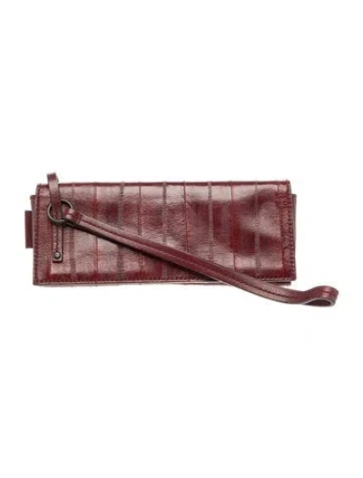 Pre-owned Gucci Eel Skin Clutch Vintage In Burgundy