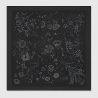Gucci Printed Cotton Silk Pocket Square In Black