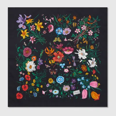 Gucci Printed Cotton Silk Pocket Square In Multi