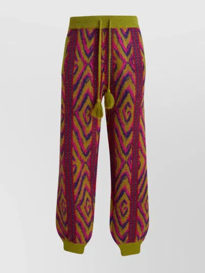 Gucci Elastic Waistband Knit Texture Ribbed Cuffs Trousers In Brown