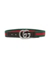 Gucci Gg Web Stripe Elastic Belt 2-8 Years In Green