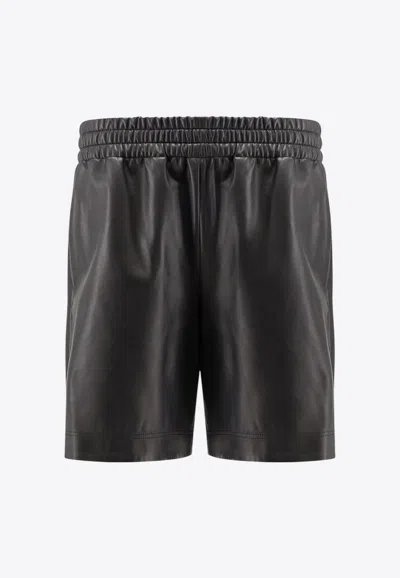 GUCCI ELASTICATED LEATHER BERMUDA SHORTS