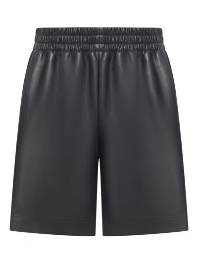 Gucci Bermuda Shorts With Elasticated Waist And Logo Lettering In Leather Man In Black