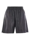 Gucci Black Bermuda Shorts With Elasticated Waist And Logo Lettering In Leather Man In Black