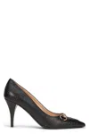 Gucci High-heeled Leather Slip-on Shoe With Monogram Design In Black