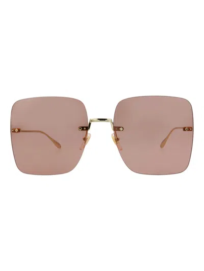 Gucci Elegant Women's Metal Square Sunglasses In Gold