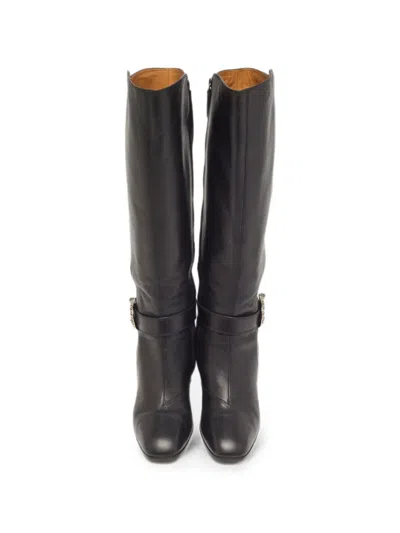 Pre-owned Gucci Elizabeth Dionysus Buckle Boots In Black
