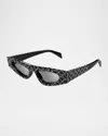 Gucci Embellished Acetate Cat-eye Sunglasses In Shiny Black With Crystal Strass