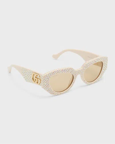 Gucci Embellished Acetate Cat-eye Sunglasses