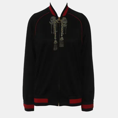 Pre-owned Gucci ' Embellished Bomber Jacket M In Black