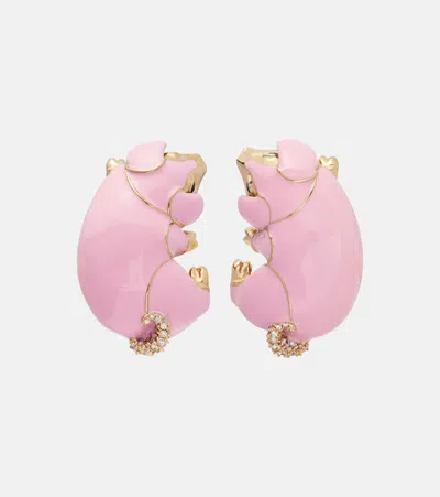 Gucci Embellished Clip-on Earrings In Pink