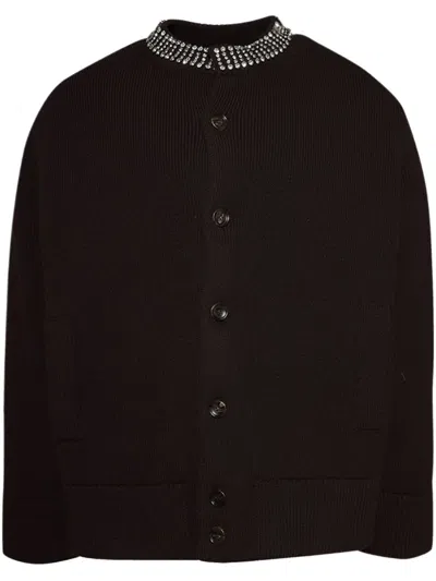 Gucci Embellished-collar Cardigan In Brown