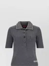 Gucci Embellished Collar Short Sleeve Ribbed Knitwear In Grey