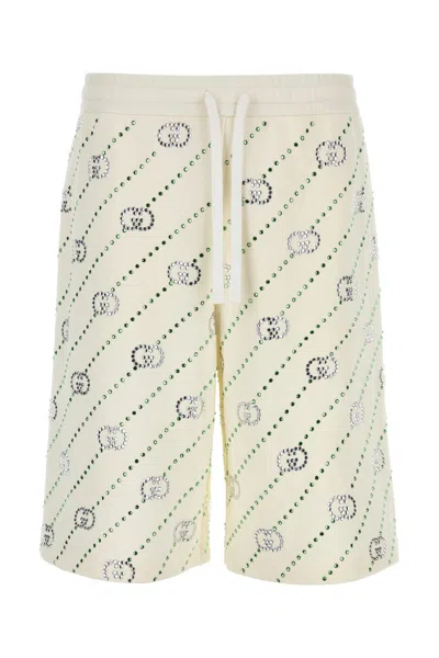 GUCCI EMBELLISHED COTTON BERMUDA SHORTS