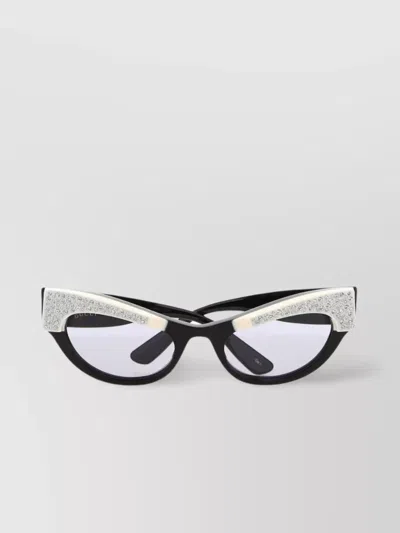 Gucci Embellished Detail Sunglasses In Dark In White