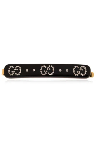 Gucci Embellished Hairpin In Black Crystal