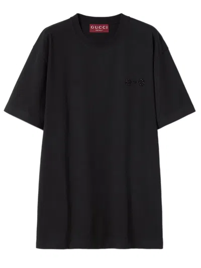 Gucci Embellished Medium-weight Cotton Crewneck T-shirt In Multi