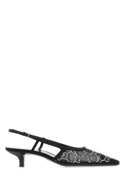 Gucci Embellished Mesh Pumps In Black