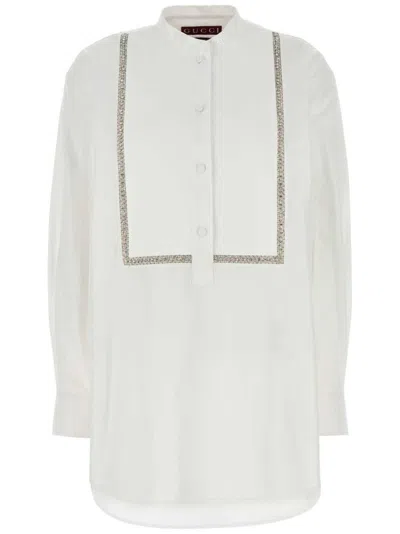 Gucci White Poplin Shirt In Whitemix
