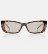 Gucci Embellished Rectangular Sunglasses In Brown