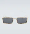 Gucci Embellished Rectangular Sunglasses In Gold