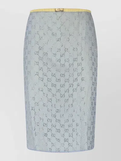 Gucci Embellished Skirt Knee And Midi Length In Blue
