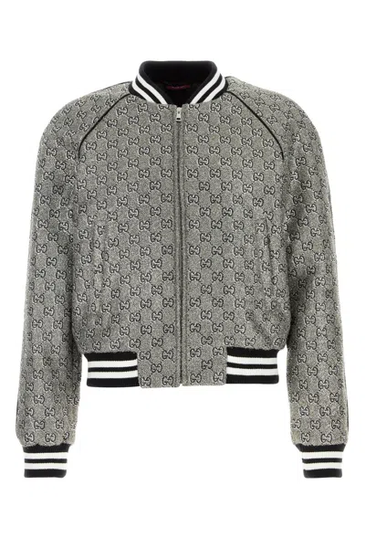 Gucci Embellished Tweed Bomber Jacket In Printed