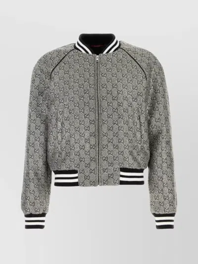 GUCCI EMBELLISHED TWEED BOMBER JACKET