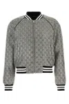 Gucci Embellished Tweed Bomber Jacket In Gray