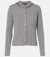 Gucci Embellished Wool And Cashmere Cardigan In Gray