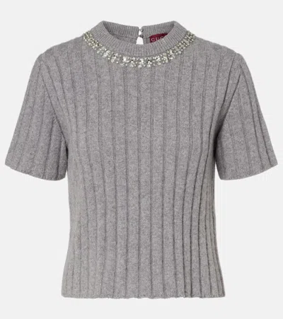 Gucci Embellished Wool And Cashmere Sweater In Gray