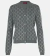 Gucci Gg Embellished Wool Jacquard Cardigan In Grey