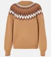 Gucci Embellished Wool Jacquard Sweater In Brown