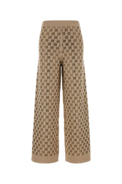Gucci Embellished Wool-blend Joggers For Women In Beige O Tan