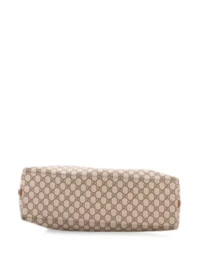 Pre-owned Gucci Emblem Gg Coated Canvas Maxi Tote Bag In Brown
