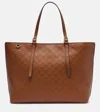 Gucci Emblem Gg Leather Tote Bag In Sand