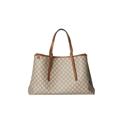 Pre-owned Gucci Emblem Large Tote Bag 'beige' | Tan | Women's Size Onesize