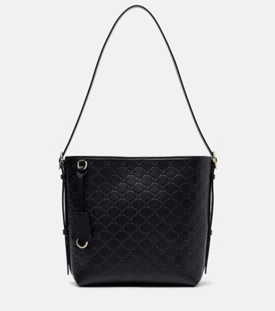 Gucci Emblem Medium Leather Tote Bag In Black