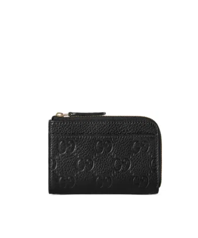 Gucci Emblem Series Card Holders In Black