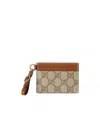 Gucci Emblem Series Decorative Bag Belt Card Holder In Brown