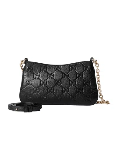 Gucci Emblem Series Ultra-mini Handbags In Black