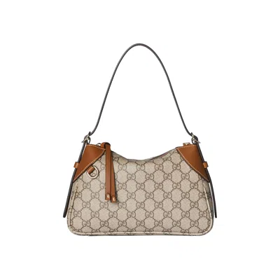 Pre-owned Gucci Emblem Small Shoulder Bag 'beige' | Tan | Women's Size Onesize In Brown