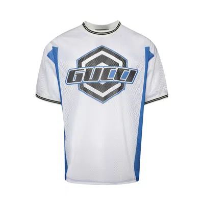 Pre-owned Gucci Emblem T-shirt 'white/blue' | Men's Size L