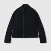 Gucci Signature Web Embossed Gabardine Jacket In Blue