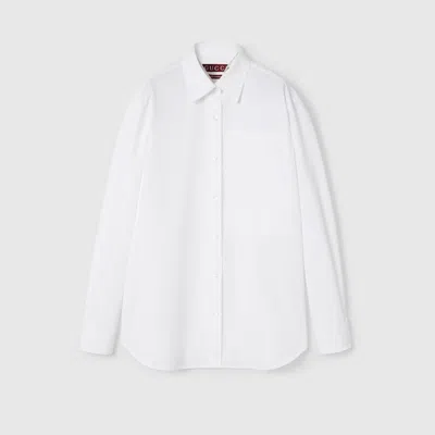 GUCCI GUCCI COTTON POPLIN SHIRT WITH GUCCI LOGO
