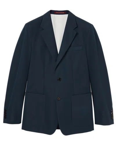 Gucci Embossed Cotton Twill Jacket In Blue