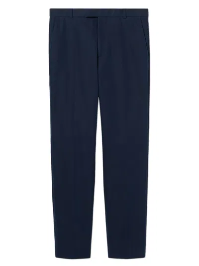 Gucci Embossed Cotton Twill Trouser In Blue