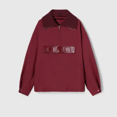 Gucci Embossed Gabardine Bomber Jacket In Red