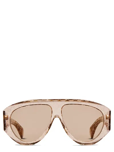 Gucci Embossed Gg Acetate Mask Sunglasses In Pink